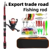 Combo New Fishing Rod Full Kits mit 1,8 m Teleskope und drehende Rollenköder Köder Köder Set Travel Fishing Gear Accessoires Bag Anfänger Anfänger