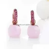 Cuelga la lámpara Foris 14 colores Moda Color oro rosa Pendientes de circón rosa para las mujeres Regalo Joyería fina 2106161102787 Drop Deliv Dhtak