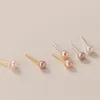 Stud Earrings Pink White Purple Fresh Water Pearl 925 Sterling Silver Small For Women Girls Student