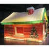 Hurtowe zajęcia na świeżym powietrzu Dekoracja świąteczna Oświetlenie LED Inflatible Santa House Party Cabin Namiot na sprzedaż