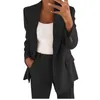 Femmes deux pièces revers costume ensemble bureau affaires à manches longues bouton formel veste pantalon mince Suite 240226