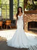 Alonlivn Beauty Brodery Lace Sweetheart Mermaid Wedding Dress with Applices Spaghetti Straps Court Train Illusion BacklessTrumpet Brudklänningar