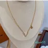 Fashion Letter Pendant Necklace Gold Plated Designer Necklaces Women Diamond Wedding Party Gift Jewelry