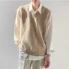 Herrenwesten Pullover Männer Gestrickte Allgleiches Tops Lose Teens Hombre Koreanische Mode Harajuku Grundlegende Ärmellose Outwear Herbst Ästhetik