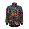 Vestes pour hommes Dazzling 3D Wrold Map Veste de baseball Hommes Bomber Harajuku Mode Col à revers Sweat-shirt Sweat-shirt Casual Sportswear Manteau