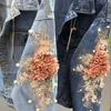 여자 재킷 패션- 새로운 3D 꽃 데님 패션 자수 카우보이 진 재킷 짧은 데님 코트 여자 아웃복 240301