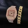 Buy Natural Lab Grown Hip Hop Rapper Fully Diamond Watches Iced Out Cuban Bracelet Silver Gold Round Luxury Quartz Wrist Mens