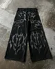 Jeans da donna Alla moda Versatile Ondulato Donna Gotico Harajuku Pantaloni dritti alla moda Y2k Pantaloni larghi larghi americani da uomo