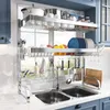 Kitchen Storage Sink Dish Drainer Drying Rack MAJALiS 3-Tier 304 Stainless Steel Large Racks For Counter Above Organizer