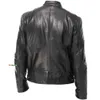 Осенне-зимняя кожаная куртка мужская, пальто с воротником-стойкой на молнии, черная мотоциклетная кожаная куртка для мотоцикла, дизайнерская мужская куртка 988