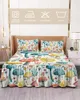 Bed Skirt Abstract Mushroom Plant Leaf Elastic Fitted Bedspread With Pillowcases Mattress Cover Bedding Set Sheet
