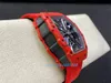 Mäns Watch RM12-01 Sport Watch Manual Winding Movement kolfiberfodral med gummiband Sapphire Mirror