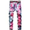 Ontwerper voor herenmode hiphop graffiti broek sport jogging elastische slim fit denim broek heren jeans