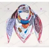 Foulard en soie Foulard de marque de créateur pour femmes étole bandeau anneau été carré foulard en soie Top marque L lettre ballon à air chaud valise impression 5 couleurs 90 * 90 cm 973