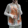 女性のベストエスニックスタイル中国のベスト女性のレトロ刺繍酢酸ステッチルーズカエルバックル汎用性のある隠蔽
