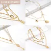 Pendanthalsband Luxukisskids Trendy Multi Layer Y2K Long Chain Lock Key Smile Charms Gothic Jewerly Women Clavicle Gift