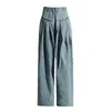 Jean à jambes larges pour femmes, pantalon de travail, Design de Niche avec poches détachables et taille élastique, printemps 2024