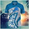 Chemises décontractées pour hommes Chemise à fleurs d'été pour hommes Detroit Streetwear Blue Cartoon Lions Shirtmens Drop Delivery Vêtements Vêtements Dhyib