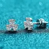 Brincos KNOBSPIN Moissanite 0.6CT 18K branco banhado a ouro prata esterlina D VVS1 Lab Diamond Plum Flower Ear Studs para mulheres