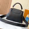 Luxury Top Quality Tote Brand Designer Handbag 2024 New Womens Bag Black Pinned White Fritillaria aaCAPUCINEss Flower High-grade One Shoulder Handbag M54663 27cm