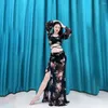 Scen Wear 2024 Sexig Belly Dancing Costume Top Kjol Set Dance Costumes For Women Practice Tango Rumba Dancewear