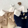Jackets Winter New Warm Lambswool Cow Horn Button Dog Coat Puppy Cat Clothes Bichon Teddy Schnauzer Pet Cotton Clothes Small Dog Clothes