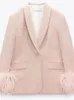 Kobiety Chic Sueve Blazer Suit moda luźne solidne sprycie widelelegowe 2 -części