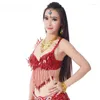 Scene Wear Women Belly Dance Clothes Eastern Style Pärlad Bra halsband 2st. Set kostymer för med