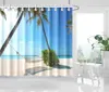 Rideaux de douche rideau 3d palmiers 200x200 plage tissu imperméable lavable avec anneaux de salle de bain 3848179