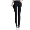 Capris 2023 Bahar Yeni Moda Kadın Pencim Pantolon Günlük Elastik Bel Skinny Pantolon XXXL Siyah Beyaz Stres Pantolon