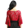 Jacken Sexy Frauen Tops Kleidung Lange Flare Ärmel Floral Spitze Mode Cover Up Erwachsene Shrug Bolero Strickjacke Wraps Schlanke Spitze Jacke Tops