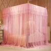 Romantisk myggnätbädd Canopy Princess Queen Mosquito Bedding Net Bed Tent Four Affischer Golvlängd Gardin Tält Mesh 1,5x2m 240228