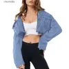 Women's Jackets Women Sexy Crop Jeans Black Blue Long Sleeve Short Denim High Street Breasted Short Jackets 240301