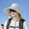 Breda randen hattar kvinnor solhatt snap fästelement stora mössskydd visorer hink fiskare utomhus fiske vandring