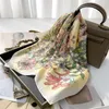 70x70cm Simple Presbyopia Designer Colourful Flowers Silk Scarf Headband for Women Fashion Long Handle Bag Scarves Paris Shoulder Tote Luggage Ribbon Head Wraps