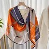 Écharpe longue en soie Orange pour femmes à la mode automne et hiver écharpe en soie classique crêpe Satin mûrier
