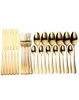 Tablewellware Dinner Set Kitchen Tableware Gold Cutlery Set 24 Pcs Stainless Steel Cutlery Gift Set Spoon and Fork Drop 209433440