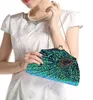 Retro Beaded Sequined Women Evening Bags Peacock Cheongsam Luxury Designer Handbags Clutch Purses Crossbody 240223