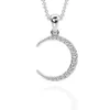 FirstMadam 18k Yellow Gold Diamond Set Moon Pendant Necklace