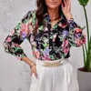 Blusas femininas elegantes camisa feminina topo outono y2k ins roupas manga longa turn down colarinho único breasted impressão boho blusa camiseta