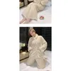 Kobiety śpiący koralowe polar piżamę zimowy flanel flanel chiński styl starożytnie szczotkowane intensyfikacja długiego rękawu