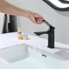 Badezimmer-Waschtischarmaturen, elegantes schwarzes Waschbecken und kalter Tischhahn
