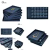 Jewelry Boxes Boxes Oir 12/24 Grids Jewelry Tray Blue Ring Necklace Display Stand Leather Bracelet Packaging Organizer Drop Delivery J Dhzek