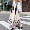 Skirts Winter Retro Geometric A-line Long Knitted Tassels Cashmere Blend Warm Knit