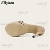 Sandales Eilyken été léopard pantoufles dames mode Peep Toe sans lacet plate-forme sandales Mules talons hauts 17CM chaussures taille 35-42 T240301