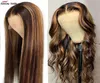 Ishow Brazilian PrePlucked Transparent HD Lace Front Wig Highlight Straight Human Hair Wigs 13x4 13x6 5x5 4x4 Headband Body Loose1386764