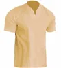 2024 músculo masculino fitness grande esportes camiseta masculina elástico algodão bolso manga curta verão com decote em v camisa polo