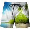 Мужские шорты 2024, пляжные повседневные 3D цифровые принты, уличные модные брюки с рисунком кокосовой пальмы