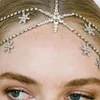 Fermagli per capelli Catena per testa con strass in metallo Catene da sposa con strass per donna Retro Tiara Ciondolo esagonale Principessa multistrato