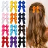 Hair Accessories 2.7 Inch 12Pcs/Lot Satin Ribbon Bow HairClips School Girls Clip Long Tails Bowknot Barrettes Kids